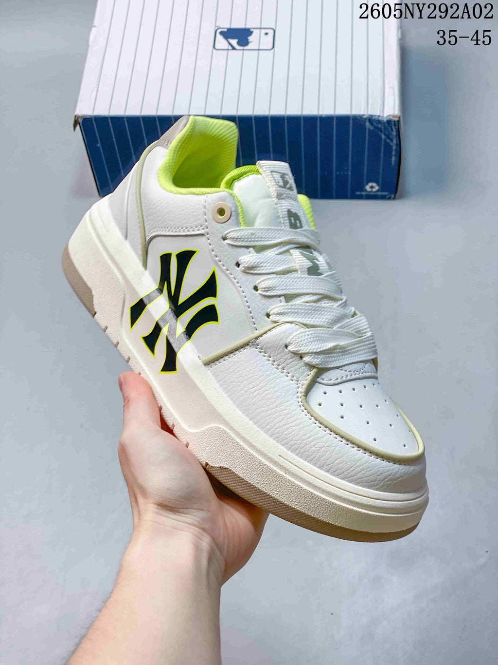 MLB Chunky Liner Low-Top Sneakers in White Green 3ASXCA12N - product image from the listing.