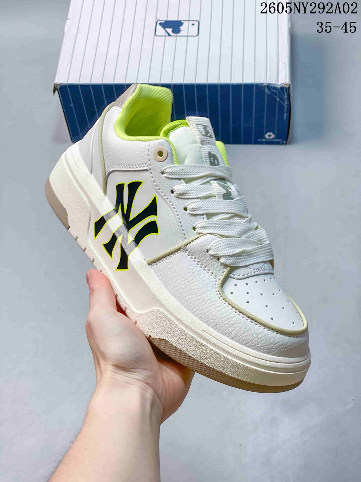 MLB Chunky Liner Low-Top Sneakers in White Green 3ASXCA12N - product image from the listing.
