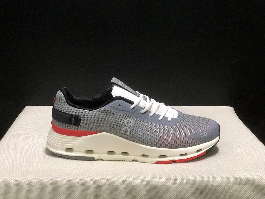 On Cloudnova Form 2 Sneakers in Fog in Gray and Red - product image from the listing.