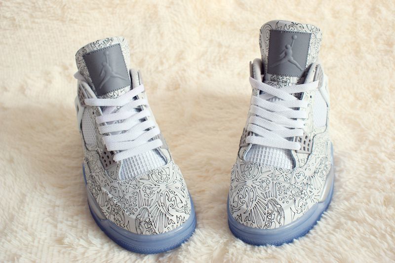 Air Jordan 4 Laser 5LAB4 White and Blue Sneakers - product image from the listing.
