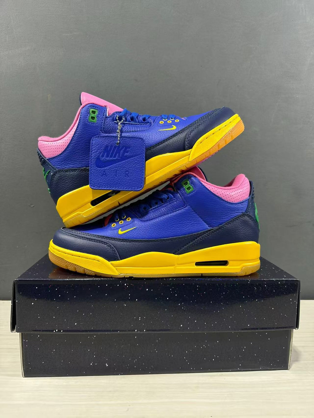 Air Jordan 3 OG Brasil Blue Pink Yellow IV4871-400 - product image from the listing.