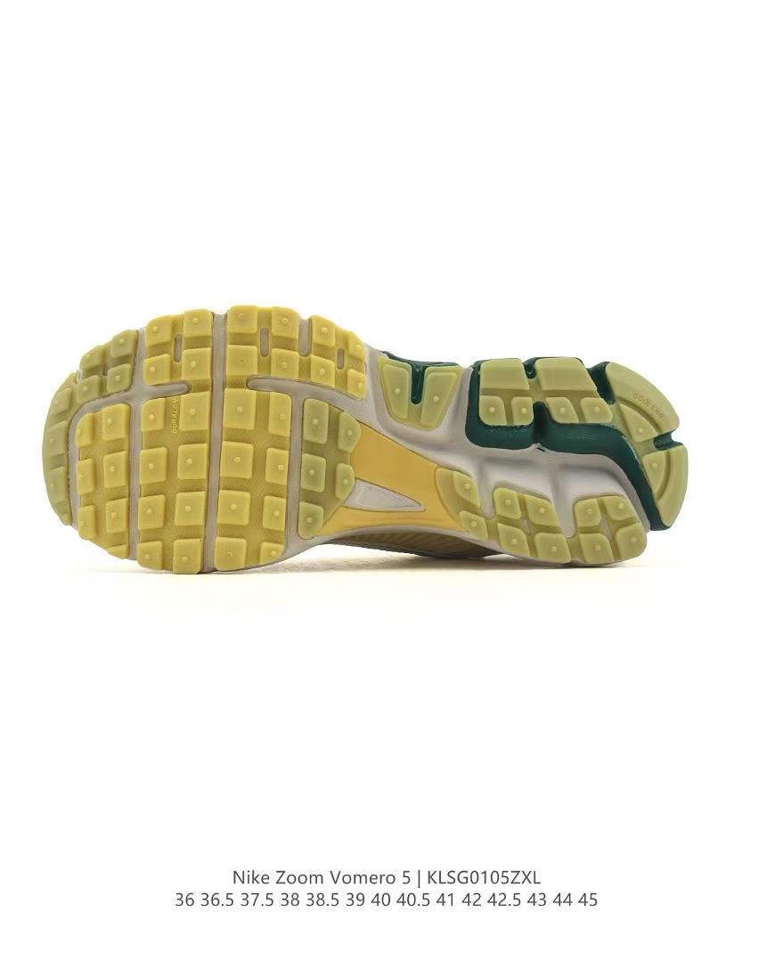 Nike Zoom Vomero 5 Sneakers, in Light Grey and Yellow Green - product image from the listing.