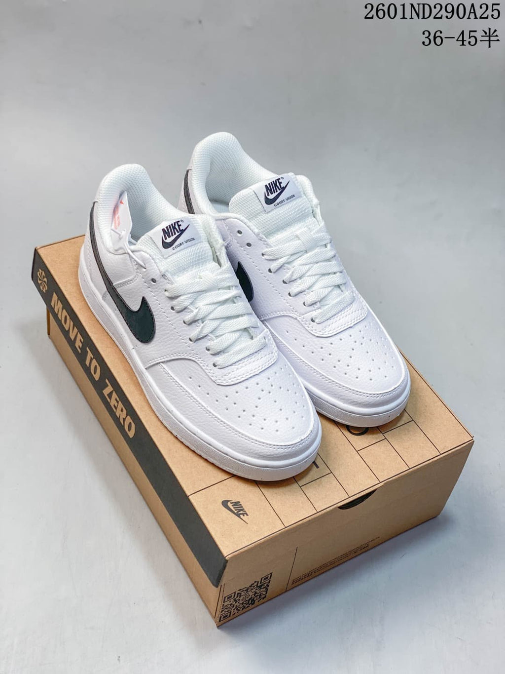 Nike Court Vision Low Sneakers in White Black 2601ND290A25 - product image from the listing.