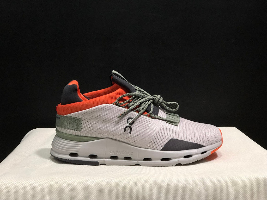 On Cloudnova 1 Sneakers, in Silver and Orange - product image from the listing.