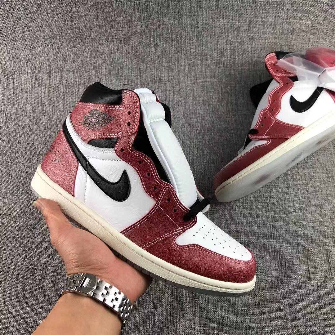 Jordan Trophy Room Air Jordan 1 High OG Sneakers in Red White Black DA2728-100 - product image from the listing.