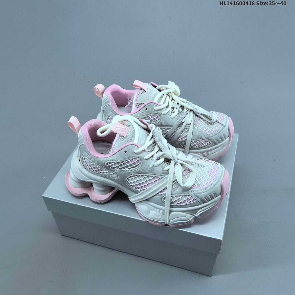 Chunky Platform Trainers in Silver and White with Mesh Panels - product image from the listing.