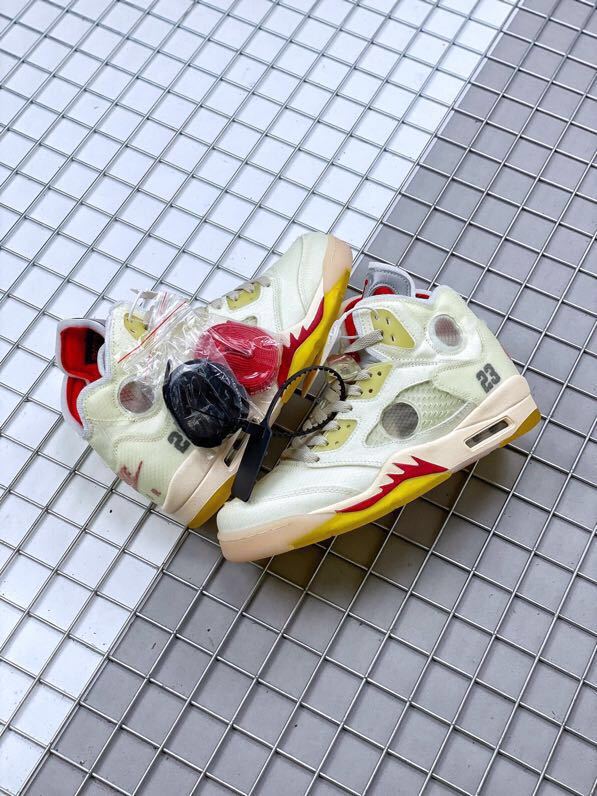 Air Jordan 5 x Off-White Sneakers in Sail CT8480-002 - product image from the listing.