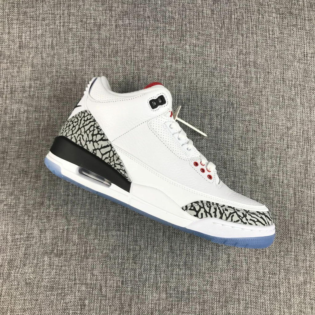 Air Jordan 3 White Cement Sneakers with Translucent Blue Sole - product image from the listing.