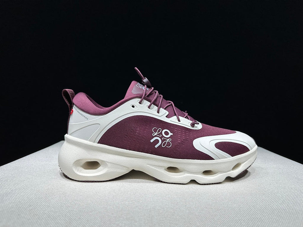 On x LOEWE Cloudventure 3.0 Sneakers, White and Wine in Red - product image from the listing.