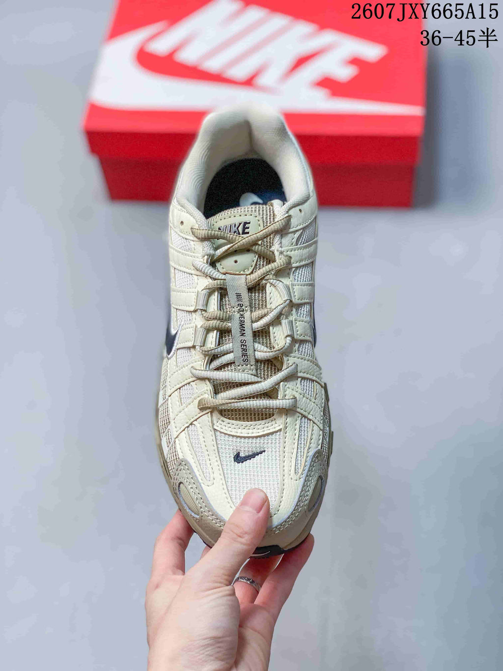 Nike P-6000 Trainers Cream Navy Style 2607JXY665A15 - product image from the listing.