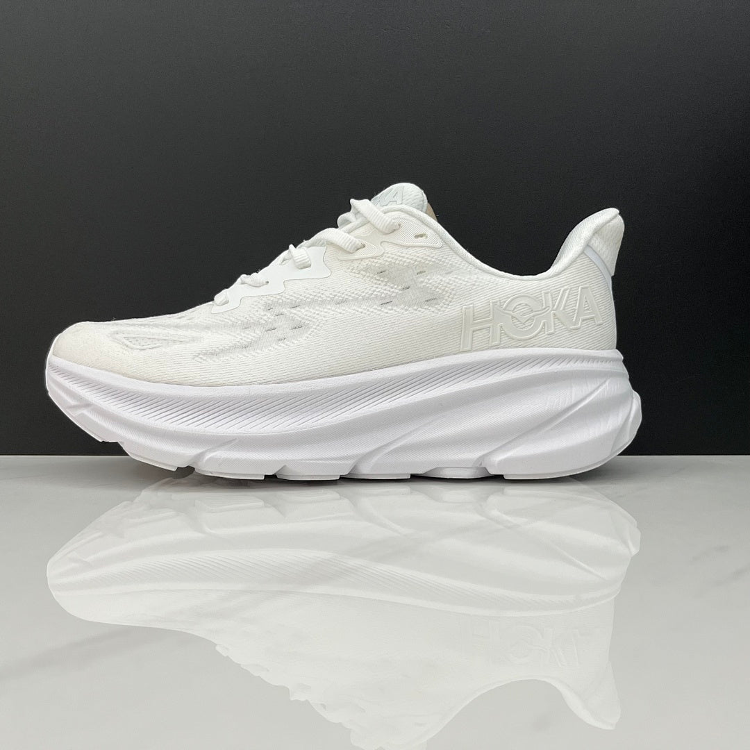 HOKA Clifton 9 Running Sneakers in White - product image from the listing.
