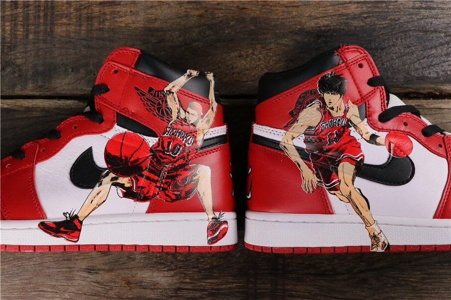 Red White Black Custom Sneakers - Air Jordan 1 Retro High OG - product image from the listing.
