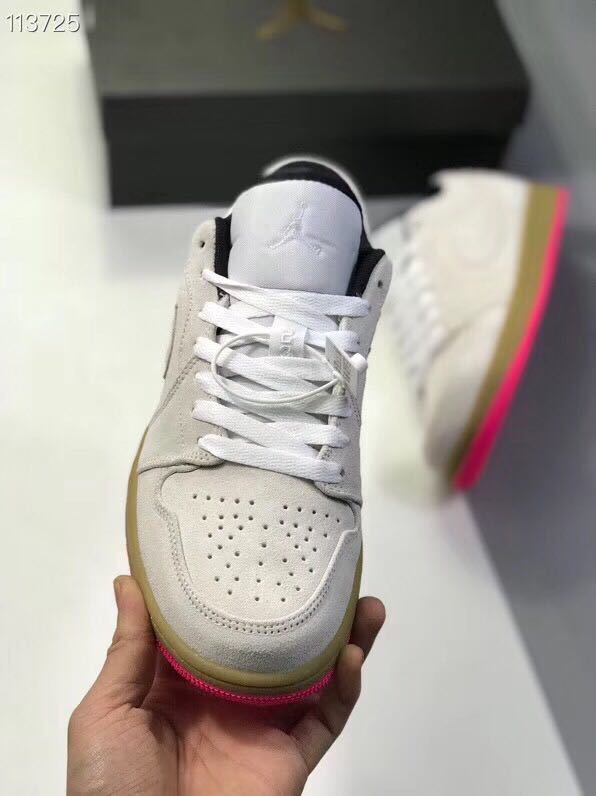 White Pink Gum Sole Sneakers - Jordan 1 Low - product image from the listing.