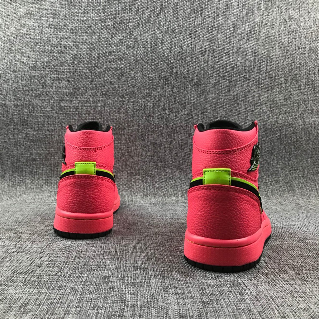 Pink and Black Air Jordan 1 Mid Sneakers AQ9131-600 - product image from the listing.
