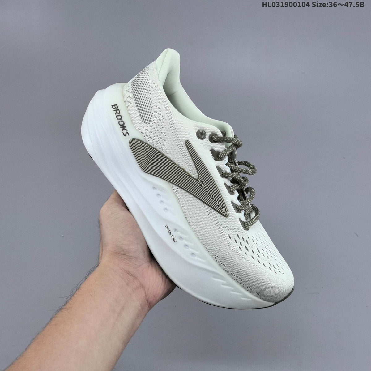 Brooks Glycerin Max Running Shoes, in White and Lime - product image from the listing.