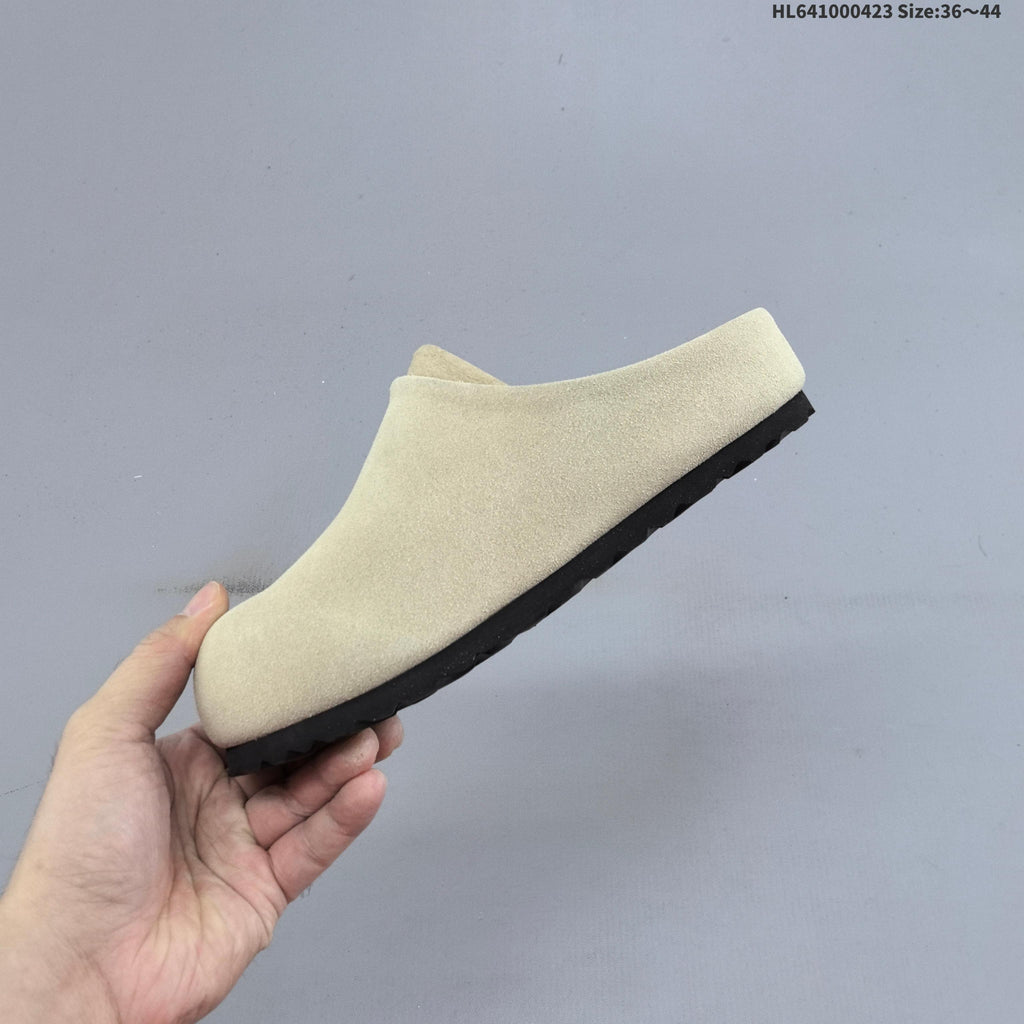 Birkenstock Suede Clog Mule in Tan or in Cream - product image from the listing.