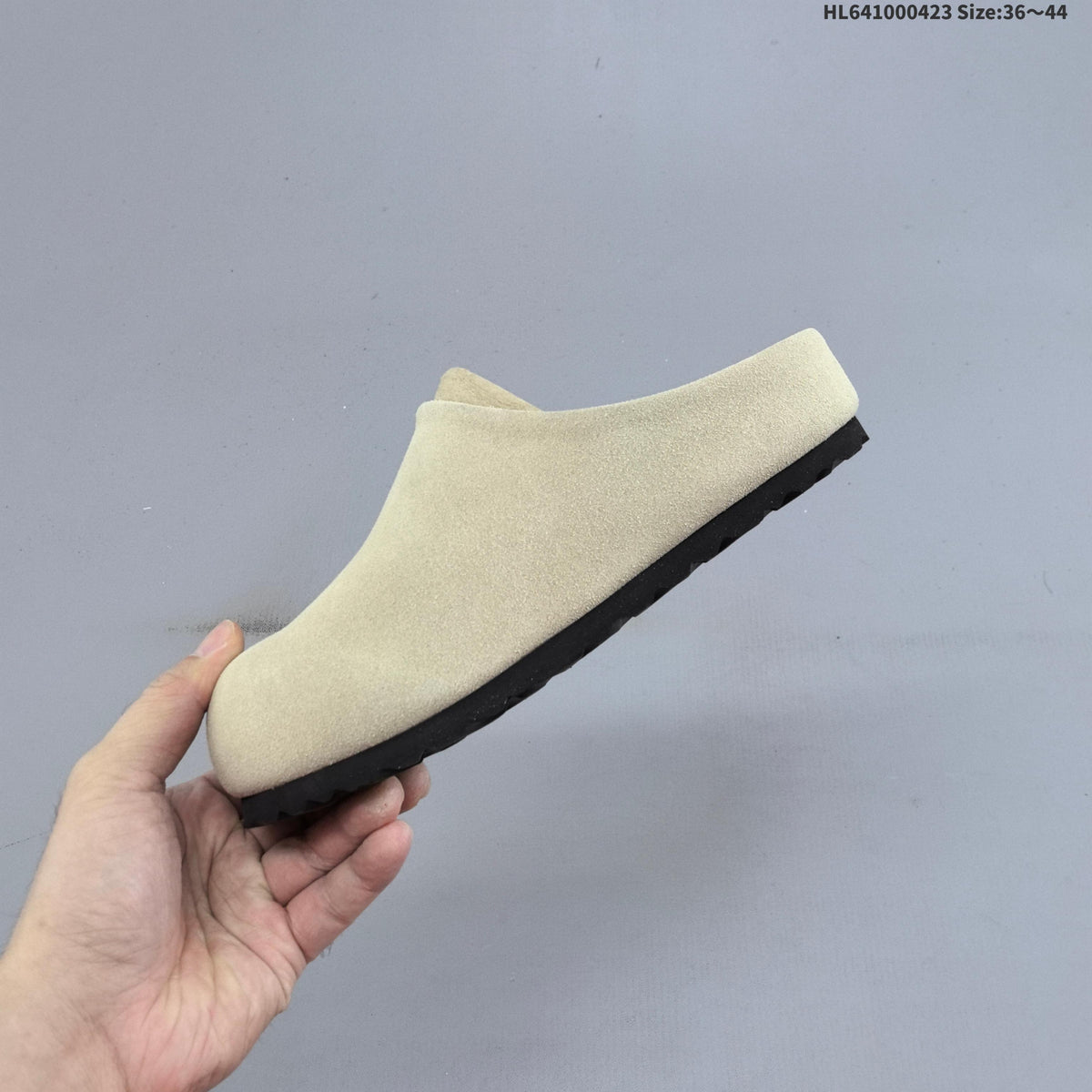 Birkenstock Suede Clog Mule in Tan or in Cream - product image from the listing.
