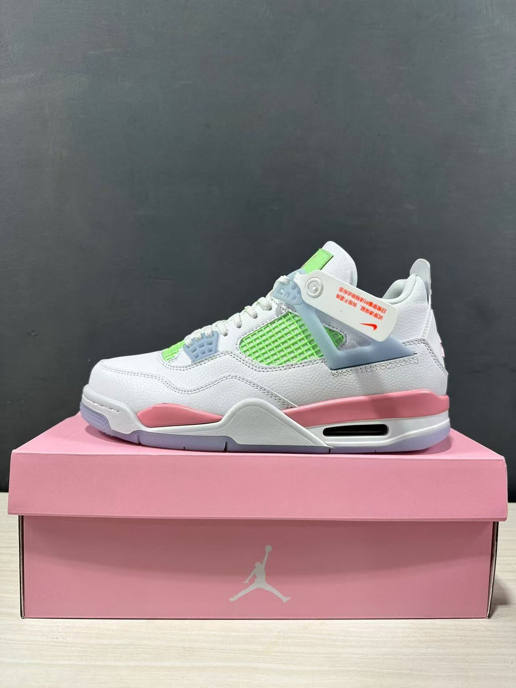 Air Jordan 4 Retro White Pink Green IB7068-100 - product image from the listing.