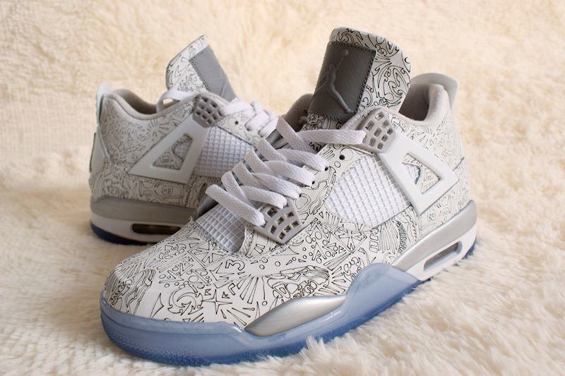 Air Jordan 4 Laser 5LAB4 White and Blue Sneakers - product image from the listing.