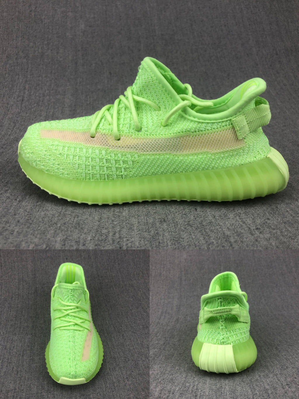 Adidas Yeezy Boost 350 V2 Kids Sneakers in Glow in Green - product image from the listing.
