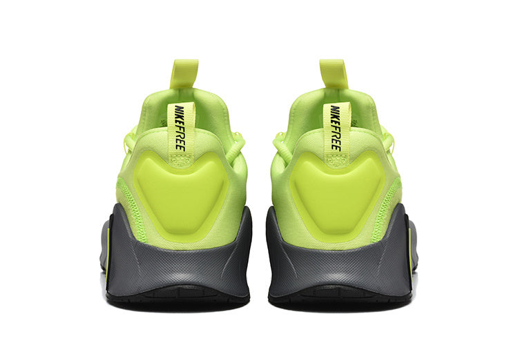 Lime Green and Charcoal Grey Nike Free Sneakers - product image from the listing.