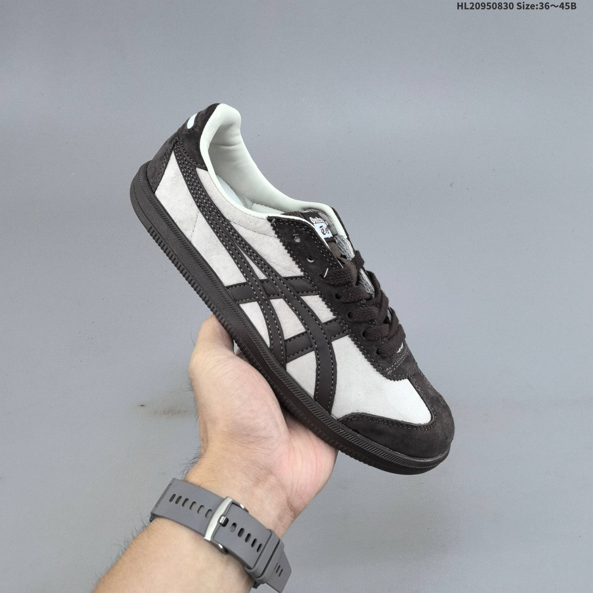 White and Dark Brown Onitsuka Tiger Tokuten Low-Top Sneakers - product image from the listing.