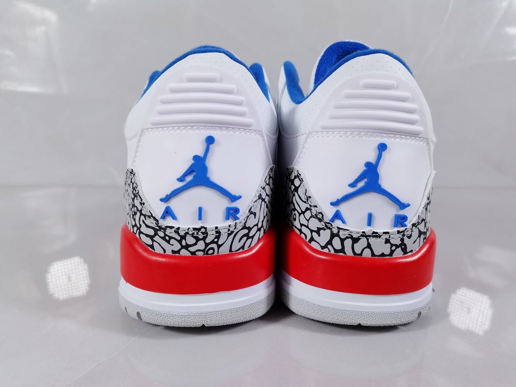 Jordan 3 Retro Sneakers in White Red Blue - product image from the listing.