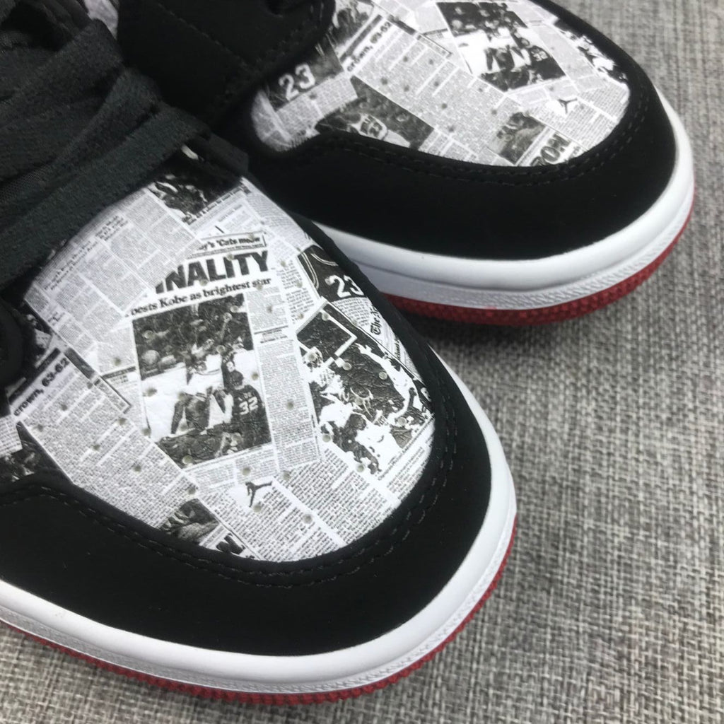 Air Jordan 1 Mid Sneakers in Black Red 852542-061 - product image from the listing.