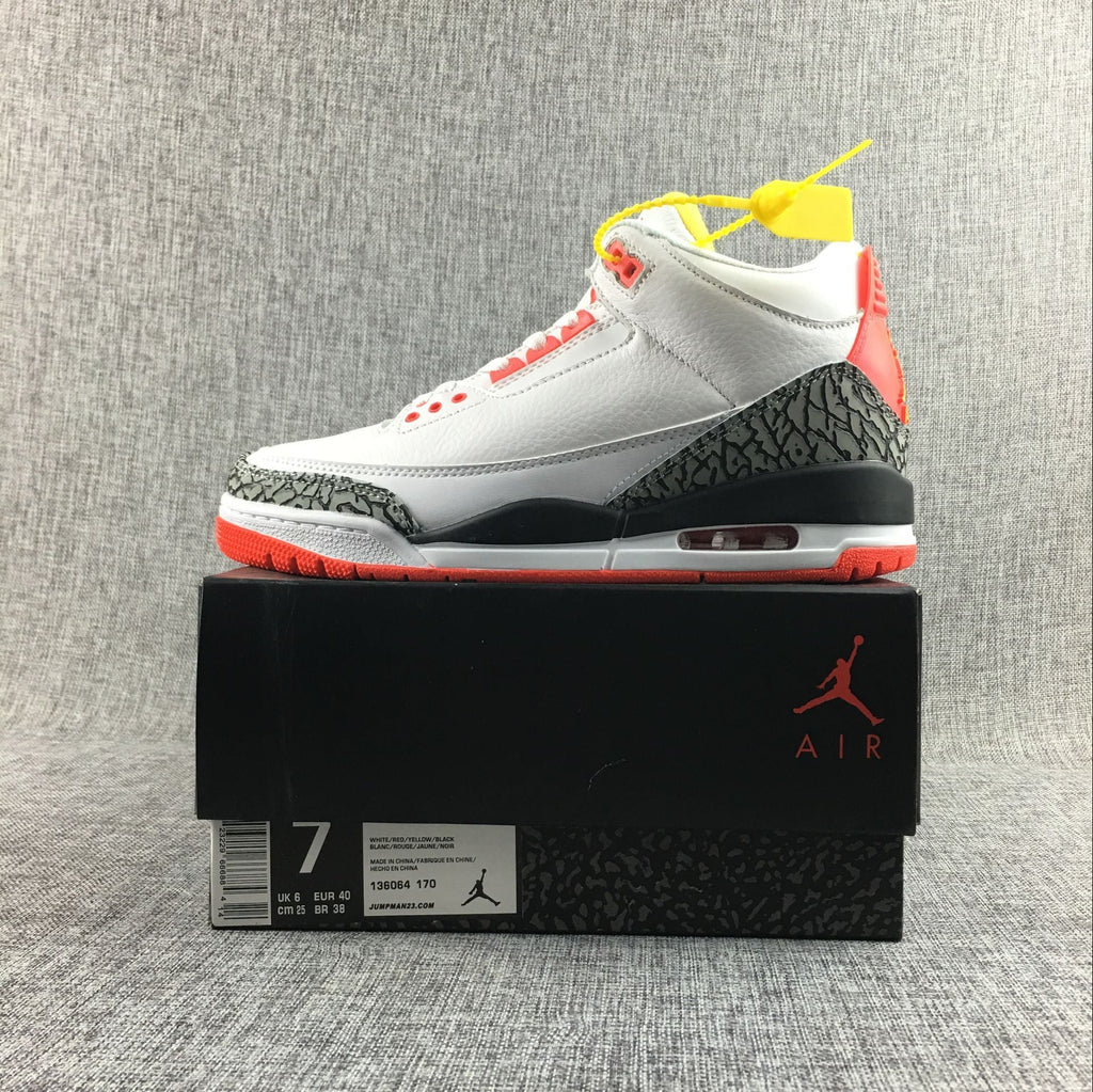 Air Jordan 3 White, High-Top Sneakers in Red and Black - product image from the listing.