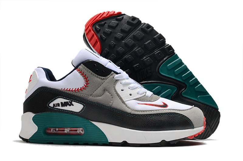 Nike Air Max 90 Sneakers in White Grey Black Teal Red - product image from the listing.