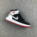 Air Jordan 1 Mid SE GS Sneakers in Black Silver 554725-057 - product image from the listing.