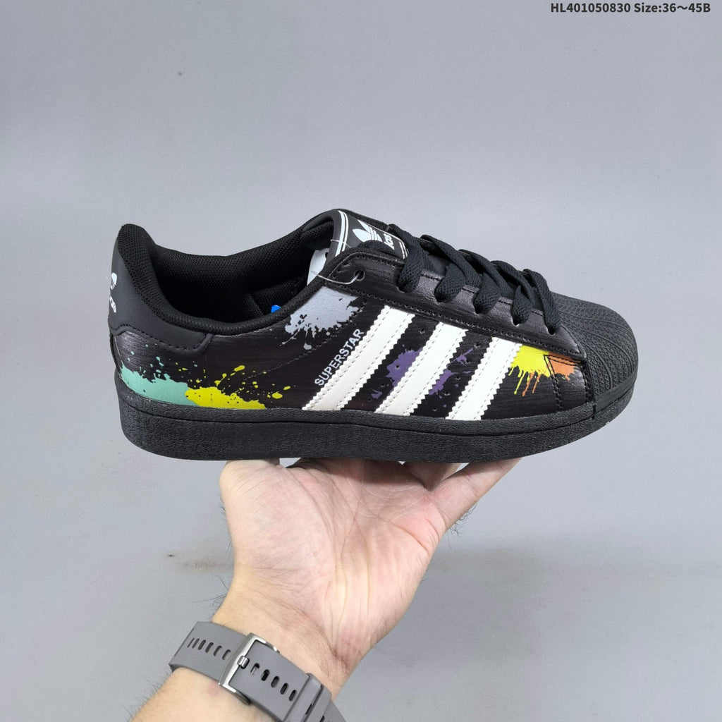 Adidas Originals Superstar Low-Cut Sneakers, Black Graphic - product image from the listing.