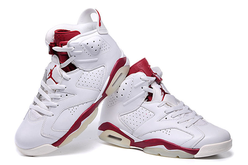 Air Jordan 6 Retro High Sneakers in White and Red - product image from the listing.
