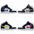 Air Jordan 1 Mid Four-Color Swoosh Sneakers - product image from the listing.