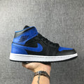 Air Jordan 1 Mid High-Top Sneakers in Black and Blue - product image from the listing.