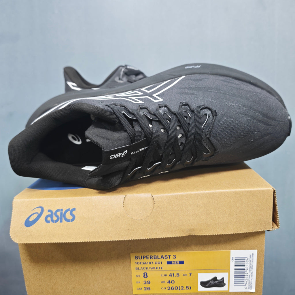 ASICS Superblast 3 Shoes for Running Black/White 1013A187-001 - product image from the listing.