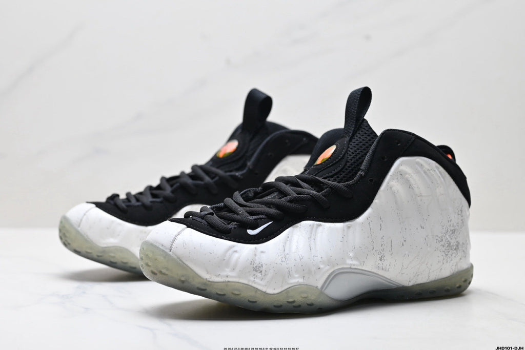 Nike Air Foamposite One Penny Sneakers in Black White Orange - product image from the listing.