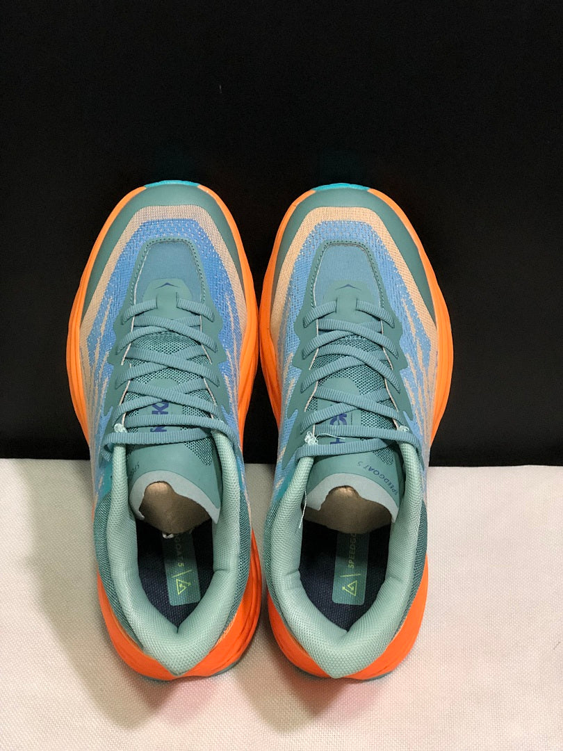 HOKA Speedgoat 5 Trail Running Shoes in Blue Orange - product image from the listing.