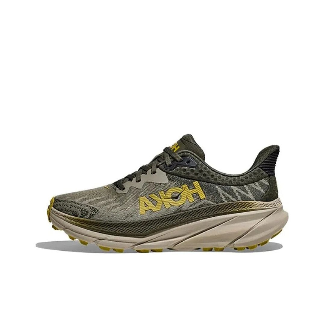 Olive and Gold HOKA Trail Running Shoes - product image from the listing.