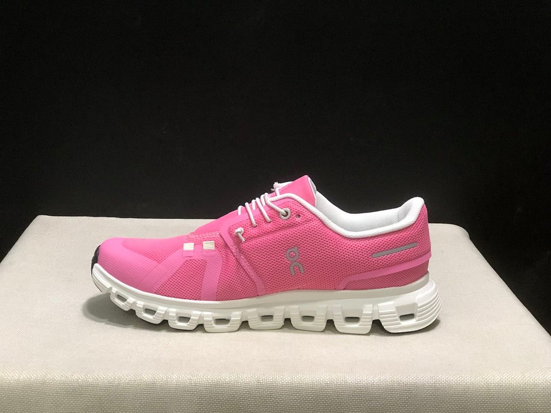 Pink and White On Cloud 6 Sneakers - product image from the listing.