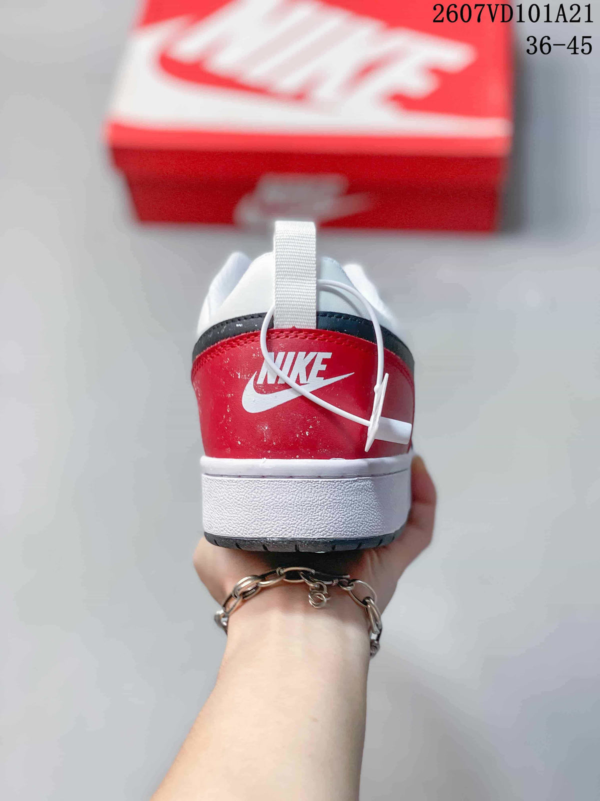 Nike Court Borough Mid BG Sneakers in White Navy Red - product image from the listing.