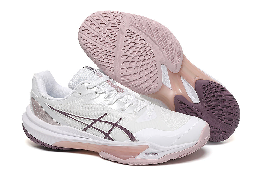 ASICS White and Pink Court Trainers - product image from the listing.