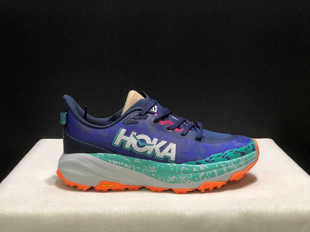 HOKA Speedgoat 6 Trail Running Shoes, in Blue and Teal - product image from the listing.
