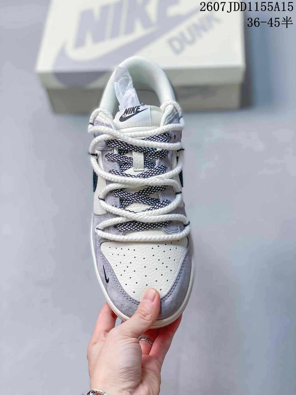 Nike SB Dunk Low Gray White Navy JDD1155A15 Trainers - product image from the listing.
