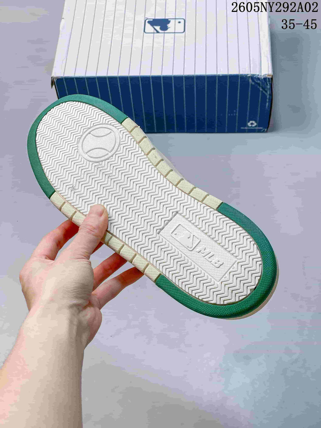 MLB Chunky Liner Low-Top Sneakers in White and Green - product image from the listing.