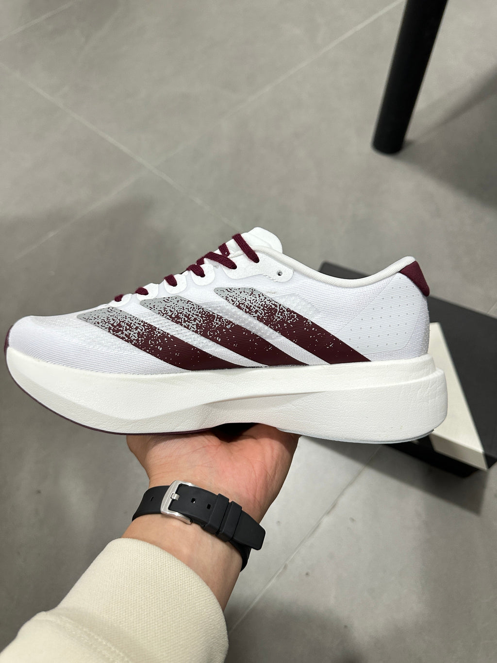 Adidas Lightstrike Pro Running Shoes in White Burgundy JQ4566 - product image from the listing.