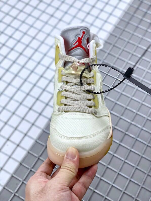 Air Jordan 5 x Off-White Sneakers in Sail CT8480-002 - product image from the listing.