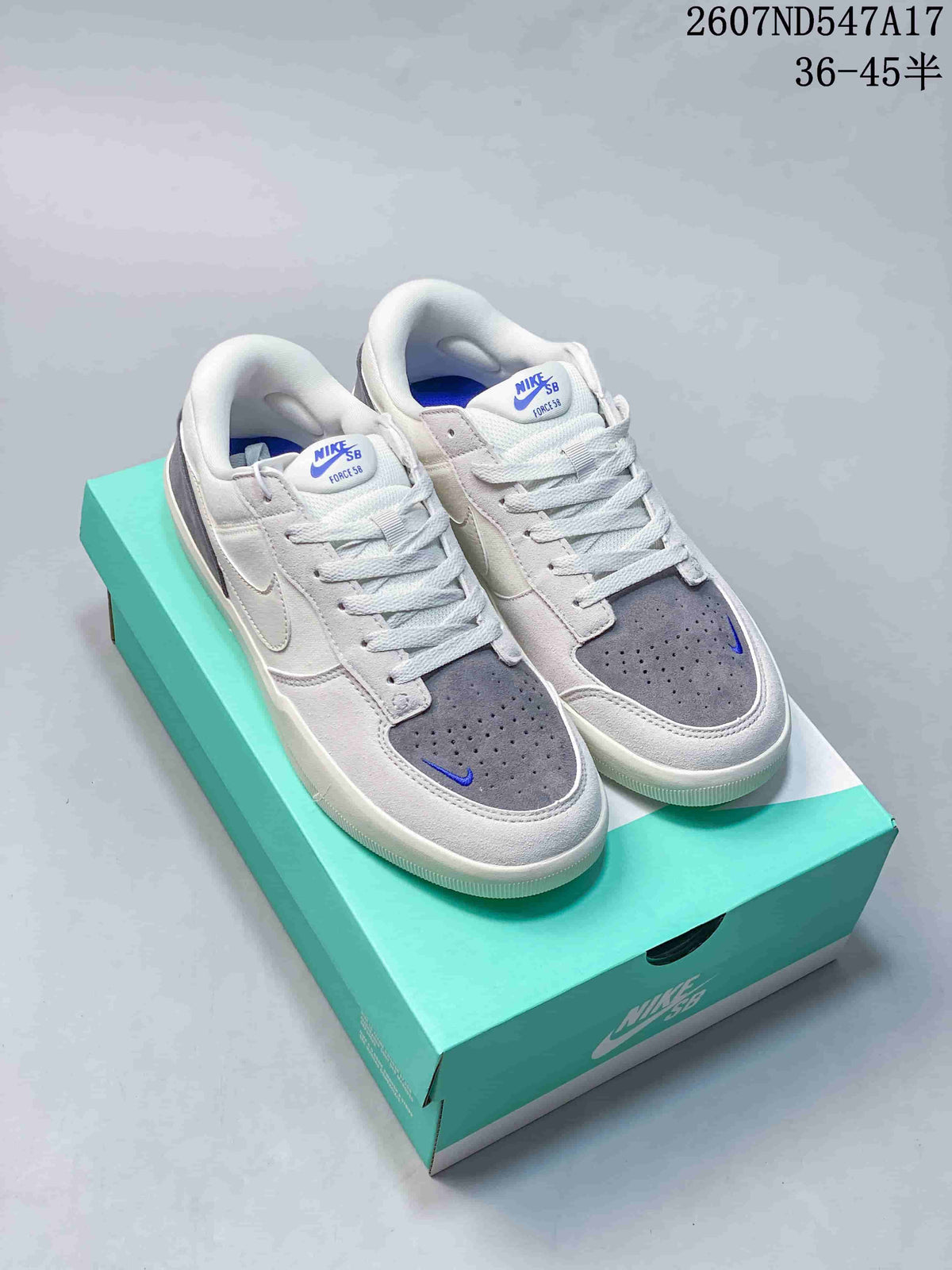 Nike SB Force 58 Sneakers in White Grey Blue - product image from the listing.