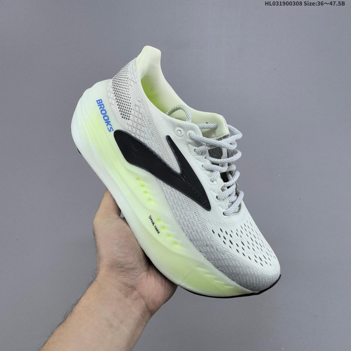 White and Grey Brooks Glycerin Max Running Shoes - product image from the listing.