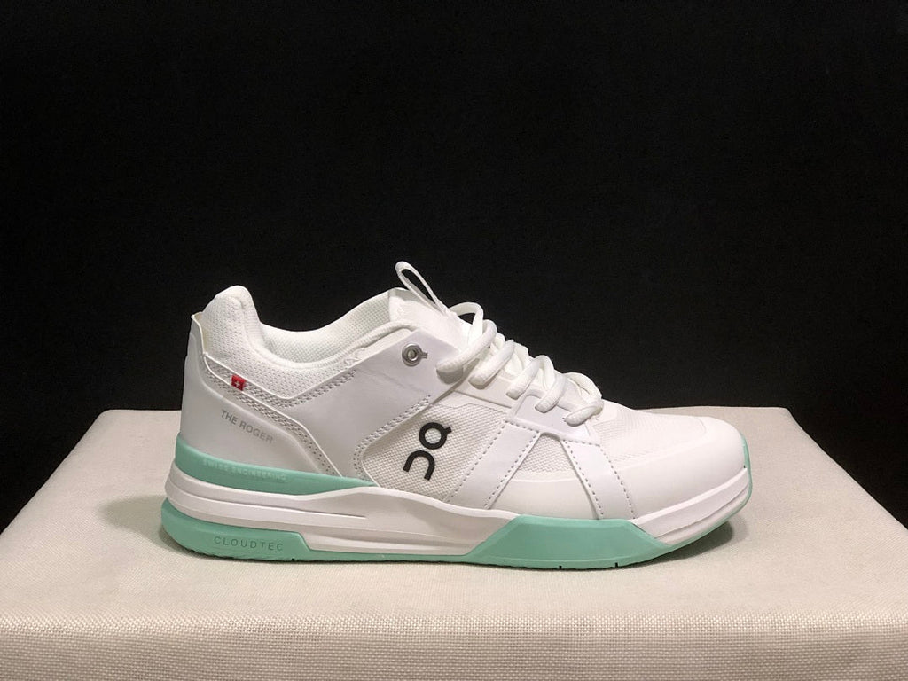 On THE ROGER Clubhouse Pro Tennis Shoes in White Mint Green - product image from the listing.